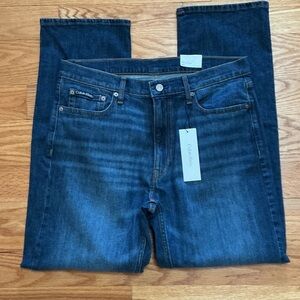 Calvin Klein Men's Dark Blue Relaxed Straight Jeans